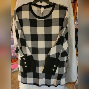 Lilypad 2X  Bstwing Black White Checked Long Sleeve